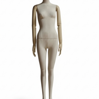 Full Body Fabric-Covered Female Mannequin with Movable ABS Arms