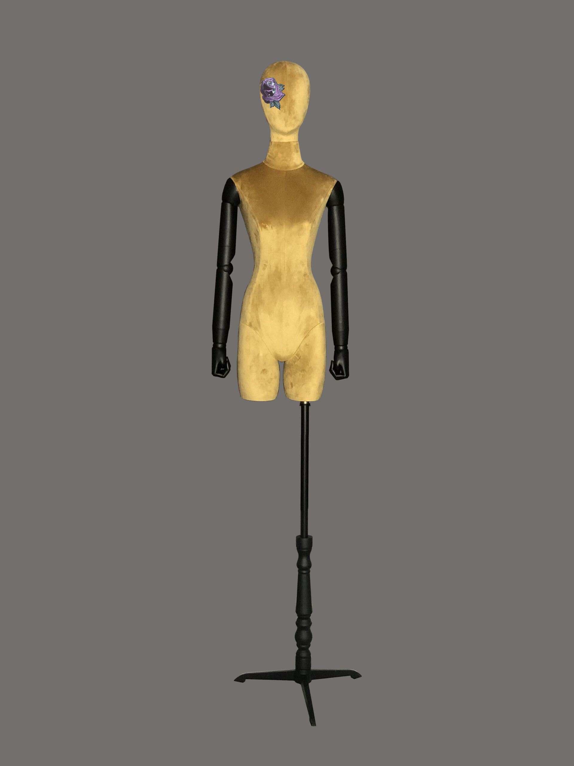 Female half-body mannequin — ginger velvet fabric