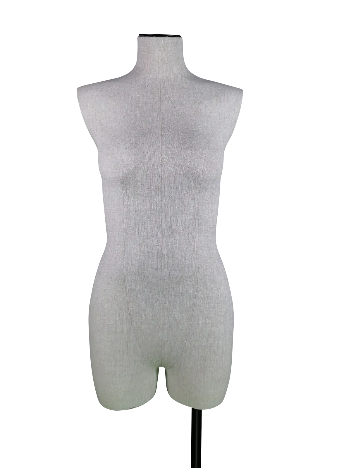 مانيكان عرض نسائي أسود بدون رأس من الكتان الفاخر من زينتو، نصف جسم، قاعدة أمامية مستطيلة مانيكان نسائي فاخر من الكتان من XINTU بدون رأس بنصف جسم مع قاعدة مستطيلة سوداء للعرض في المتاجر