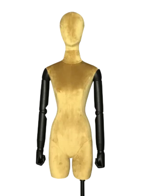 Maniquí femenino de medio cuerpo de terciopelo de lujo Xintu con brazos ajustables de plástico ABS para exhibición de moda de diseñador