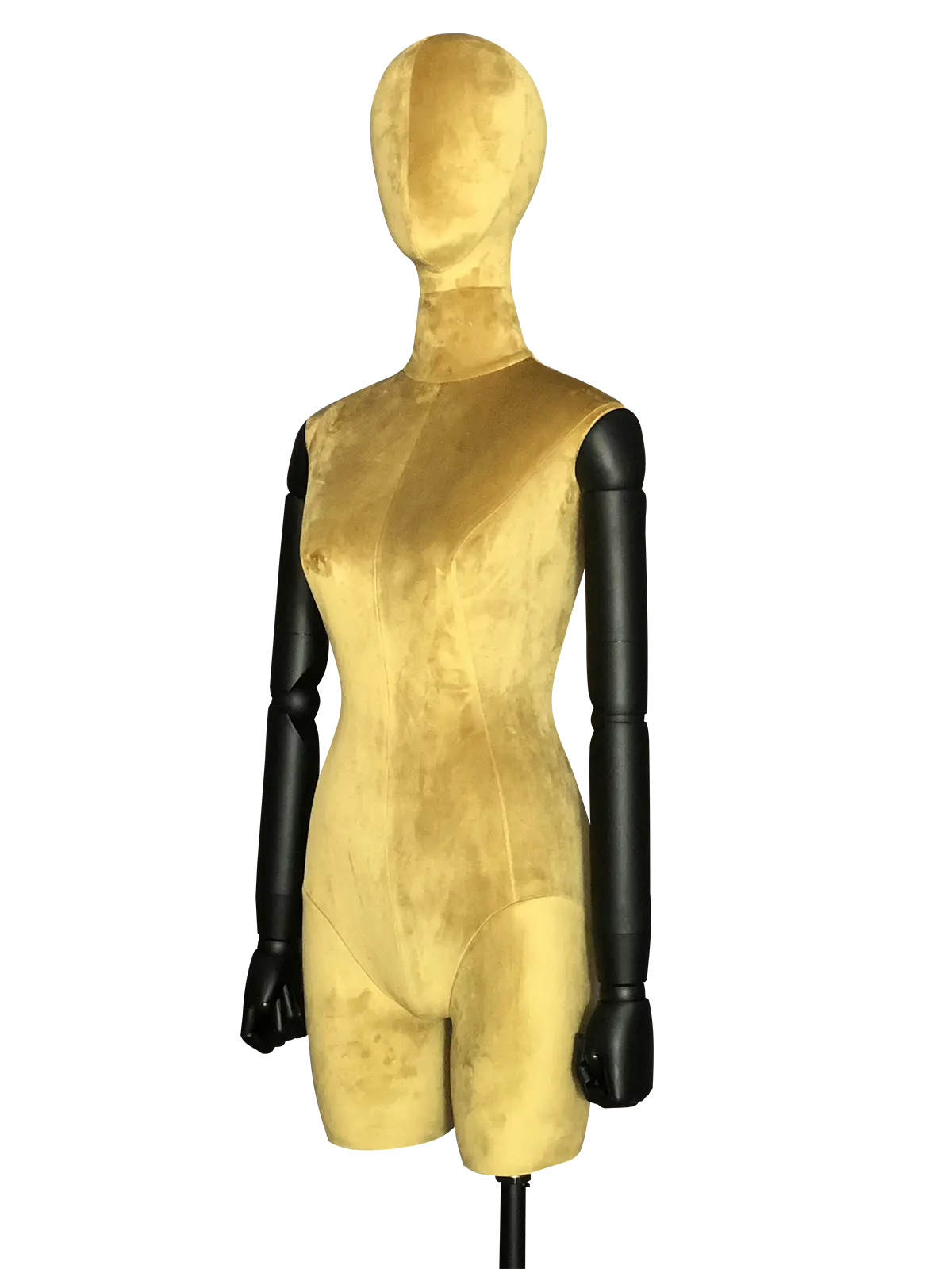 Maniquí femenino de medio cuerpo de terciopelo de lujo Xintu con brazos de madera negra para exhibición de moda de alta gama