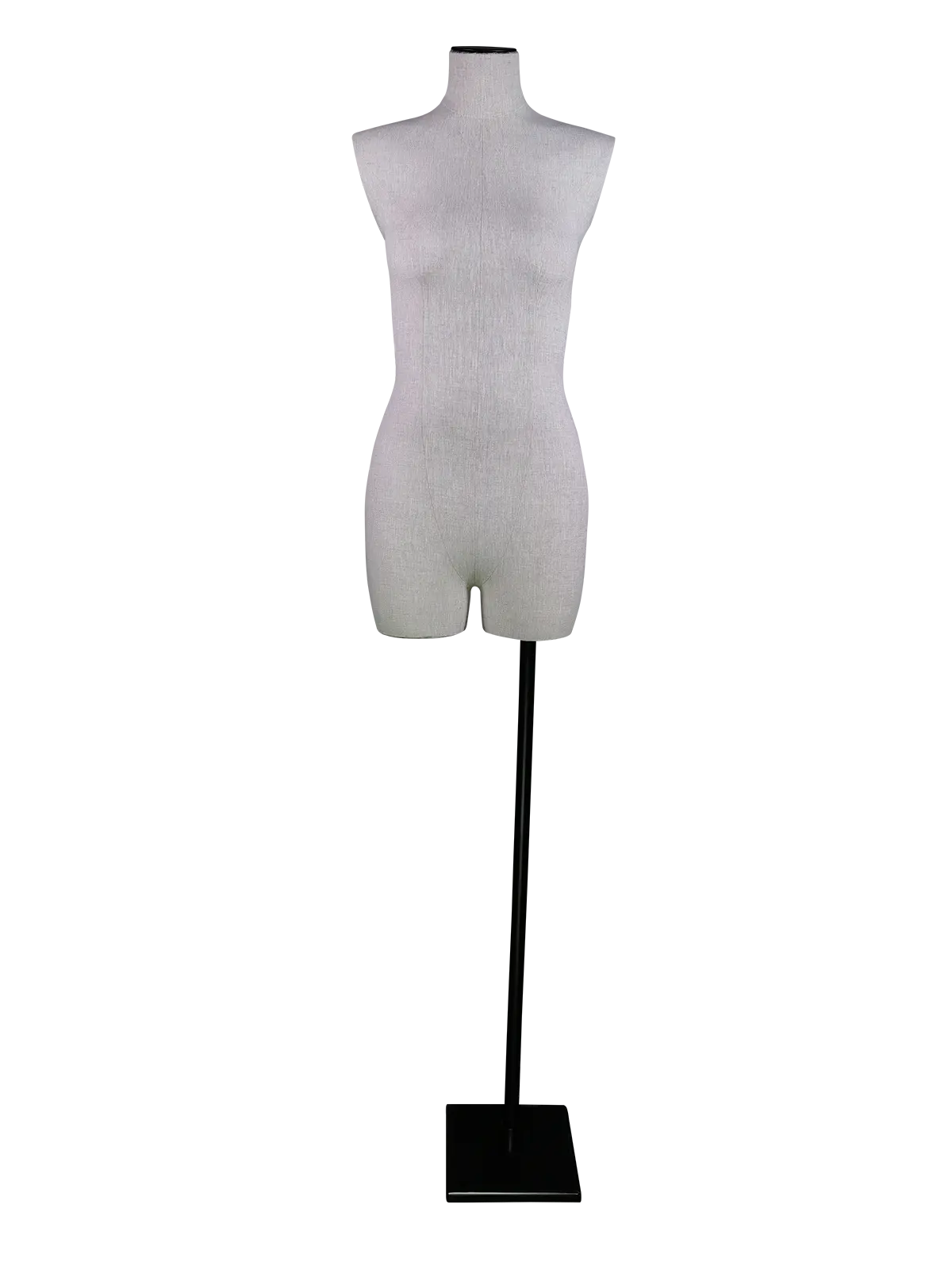 مانيكان عرض نسائي من الكتان الفاخر من شينتو بنصف جسم أسود ذو قاعدة مستطيلة مانيكان نصف جسم نسائي من الكتان الفاخر من XINTU بقاعدة مستطيلة سوداء للعرض في المتاجر