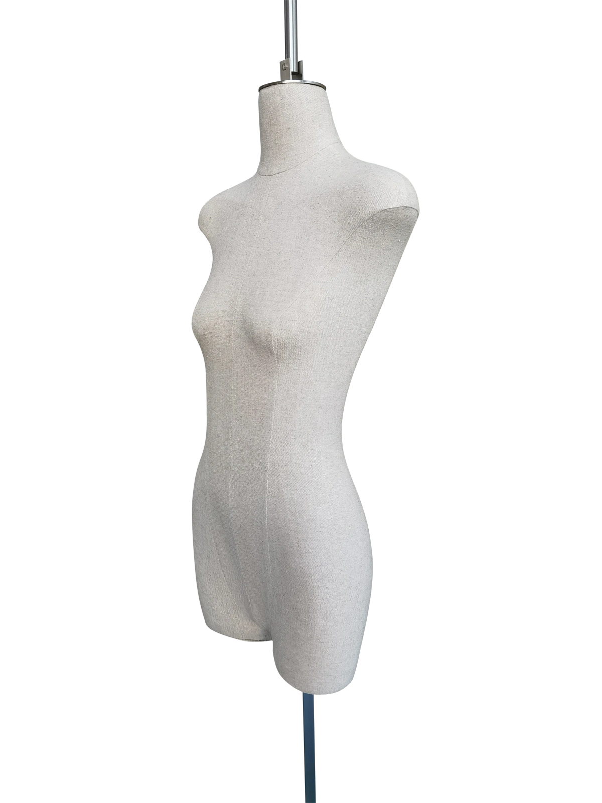 Maniquí femenino plano de medio cuerpo, sin cabeza ni brazos, de lino premium Xintu, para escaparate.