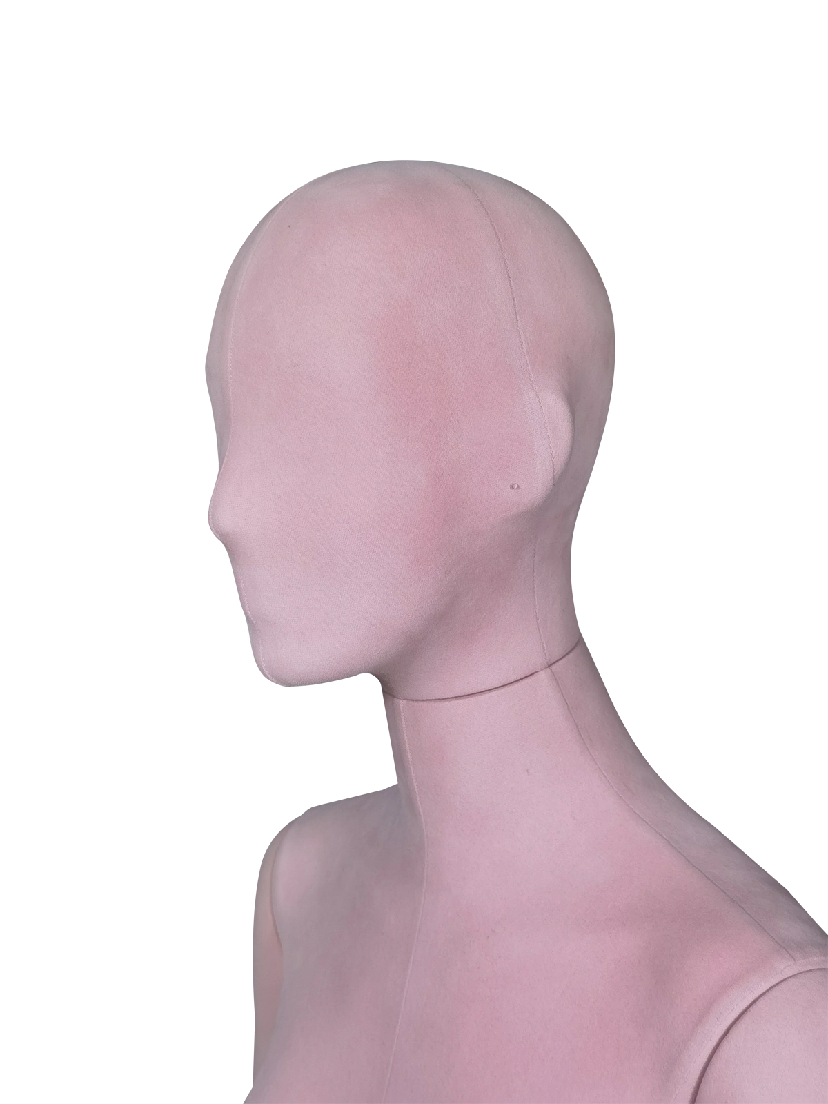 xintu-premium-velvet-female-display-mannequin-head-detail-pink Detalle de cabeza de maniquí femenino de terciopelo rosa premium xintu para exhibición en boutiques de moda