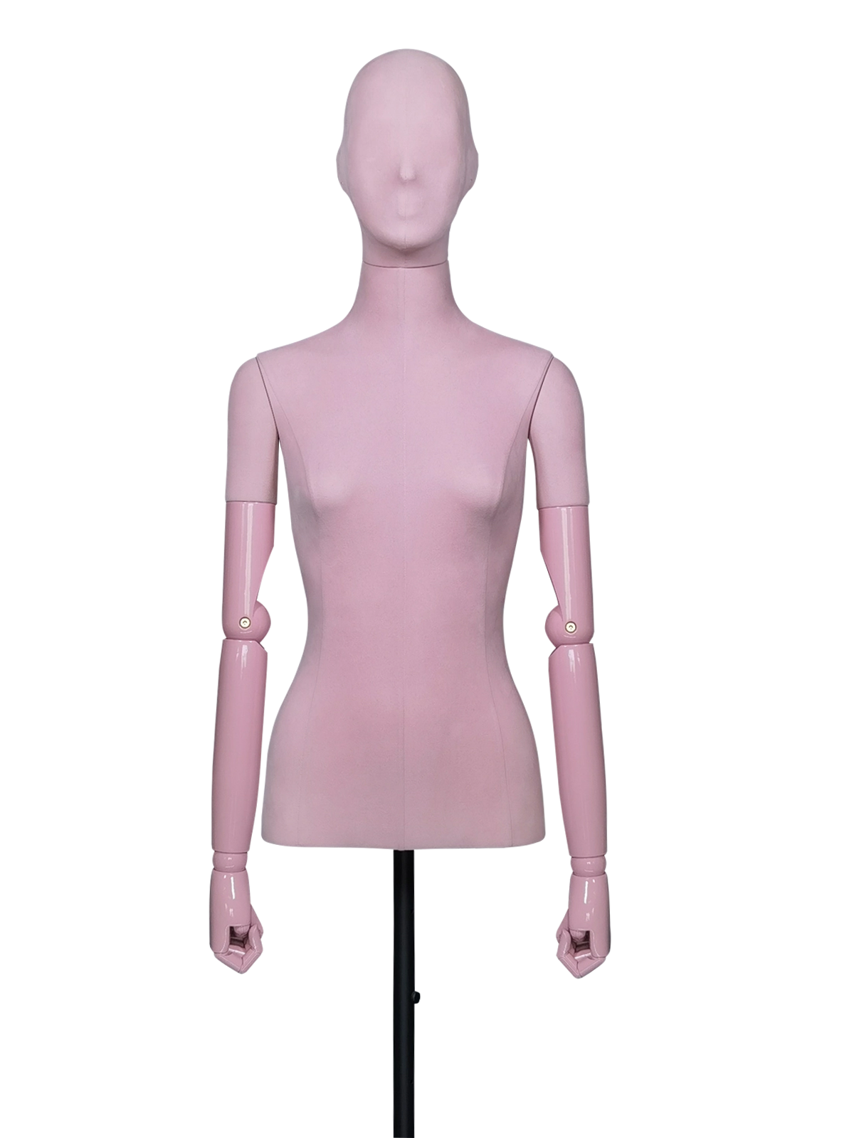 Maniquí de exhibición femenino de medio cuerpo de terciopelo premium xintu con brazos de plástico ABS Maniquí femenino de medio cuerpo de terciopelo premium Xintu con brazos ajustables de plástico ABS para exhibición en boutiques de moda.