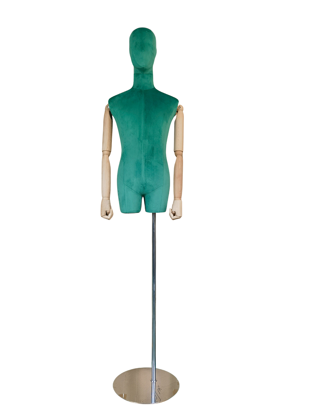 xintu-luxury-velvet-half-body-male-display-mannequin-adjustable-wooden-arms-round-metal-base xintu luxury velvet male half-body mannequin adjustable wooden arms round metal base