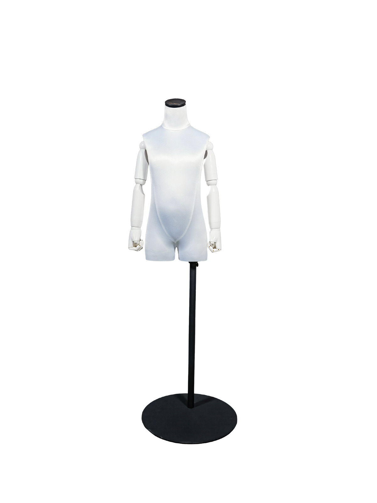 Xintu Premium-Schaufensterpuppe, glänzend weiß, männlich, Halbfigur, mit verstellbaren weißen Armen und schwarzem runden Sockel