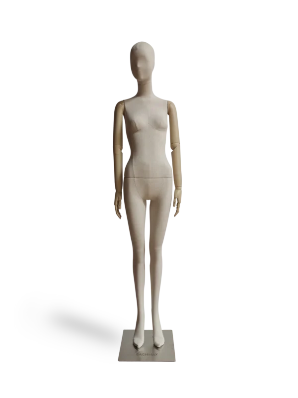 peragawati badan penuh wanita linen premium xintu dengan lengan kayu boleh laras dan tapak persegi logam ringan untuk paparan fesyen runcit