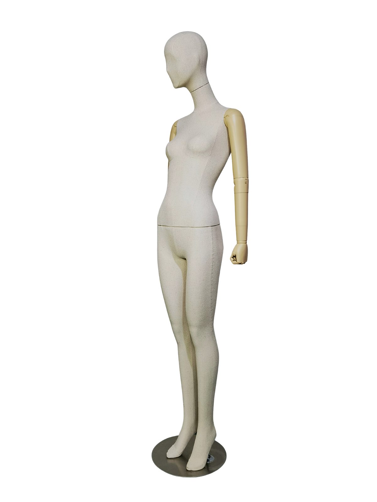 xintu-premium-linen-female-full-body-display-mannequin-adjustable-painted-lengan-logam-base-sudut xintu premium linen wanita paparan penuh badan peragawati boleh laras lengan dicat logam pandangan bersudut