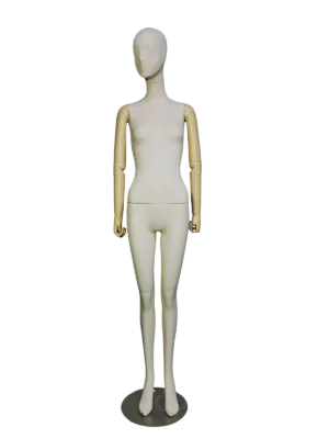 xintu-premium-linen-perempuan-penuh-badan-paparan-manikuin-boleh laras-lengan-tapak-logam-depan xintu linen premium wanita paparan penuh badan peragawati boleh laras lengan dicat logam pandangan hadapan