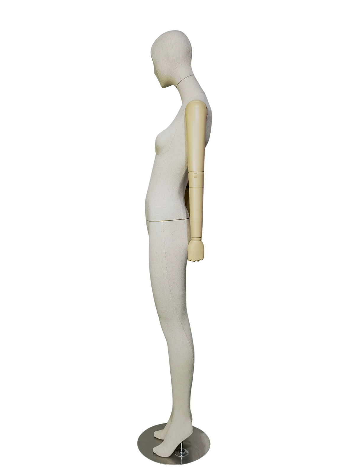 xintu-premium-linen-perempuan-penuh-badan-paparan-manikuin-boleh laras-lengan-tapak-logam-sisi xintu linen premium wanita paparan penuh badan peragawati boleh laras lengan dicat paparan sisi logam