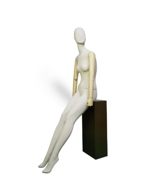 xintu-premium-lino-donna-seduta-manichino-da-esposizione-regolabile-verniciato-braccia-angolate manichino da esposizione seduto da donna in lino di alta qualità, con braccia regolabili e verniciate, angolate