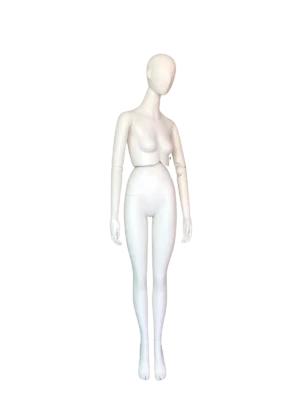 Maniquí de exhibición de cuerpo completo femenino blanco mate premium xintu con brazos ajustables, cintura giratoria y ángulo ajustable Maniquí de cuerpo completo femenino xintu premium blanco mate, brazos ajustables, cintura giratoria, vista frontal