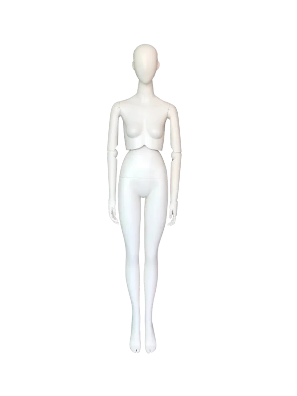 xintu premium matte white female full-body display mannequin adjustable arms rotatable waist front view