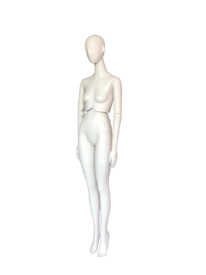 Maniquí de exhibición de cuerpo completo femenino xintu premium blanco mate con brazos ajustables y cintura giratoria lateral Maniquí de cuerpo completo femenino xintu premium blanco mate, brazos ajustables, cintura giratoria, vista lateral