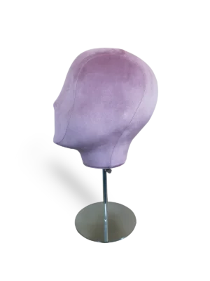 xintu-premium-rosa-velluto-astratto-testa-display-forma-regolabile-argento-metallo-supporto-base-rotonda-angolato xintu premium velluto rosa forma di visualizzazione astratta testa supporto in metallo argentato regolabile base rotonda vista angolata