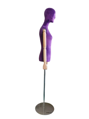 xintu premium baldu ungu wanita separuh badan paparan peragawati boleh laras lengan kayu perak pandangan sisi asas bulat