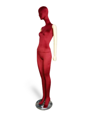 หุ่นโชว์แบบเต็มตัวหญิงกำมะหยี่สีแดงพรีเมียม xintu-ปรับได้-แขนสีขาว-ฐานโลหะ-ทำมุม หุ่นจำลองหญิงเต็มตัวผ้ากำมะหยี่สีแดงพรีเมียม xintu ปรับได้ แขนสีขาว ฐานโลหะทำมุม