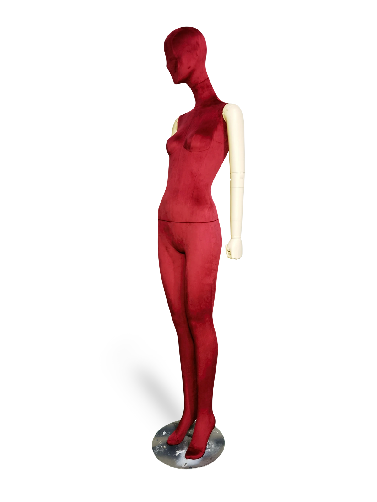 หุ่นโชว์แบบเต็มตัวหญิงกำมะหยี่สีแดงพรีเมียม xintu-ปรับได้-แขนสีขาว-ฐานโลหะ-ทำมุม หุ่นจำลองหญิงเต็มตัวผ้ากำมะหยี่สีแดงพรีเมียม xintu ปรับได้ แขนสีขาว ฐานโลหะทำมุม