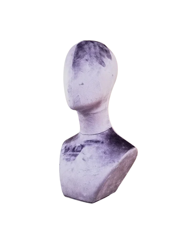 velvet display bust with abstract head and shoulder form for jewelry boutique display