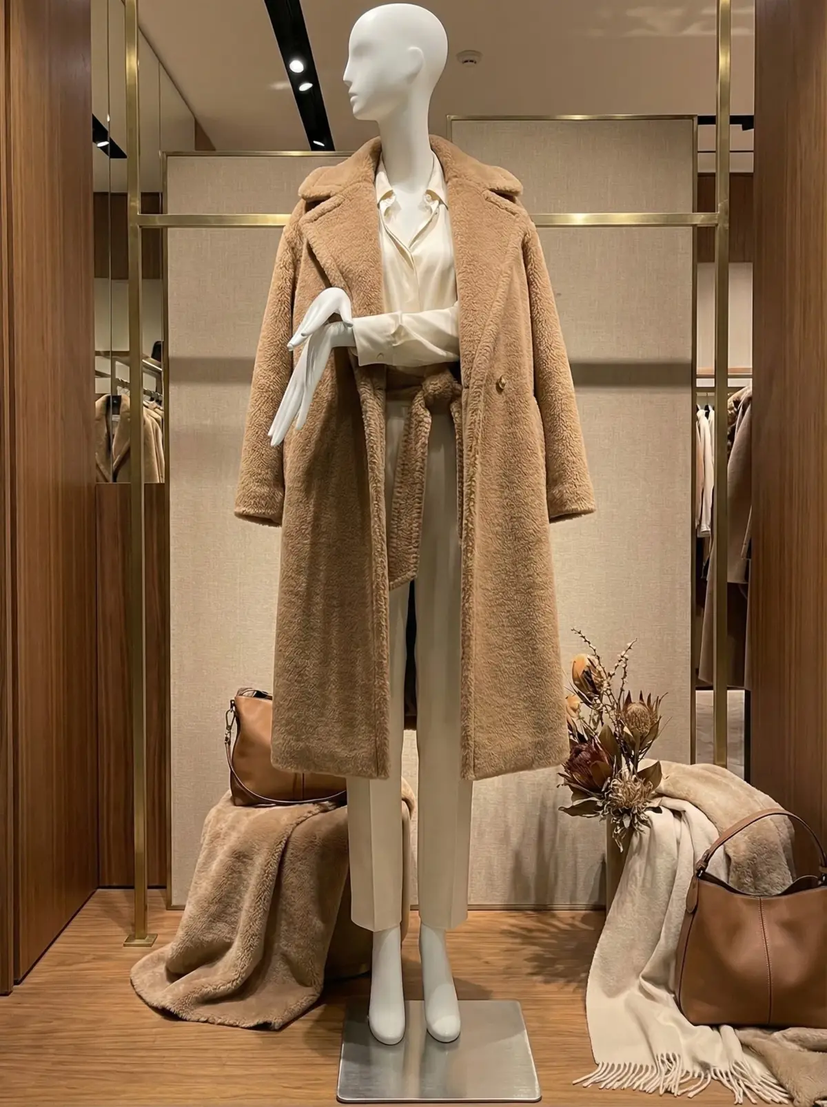 abstract head female mannequin for winter coat visual merchandising display