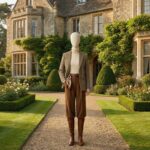 鑫圖奢華布料全身女模特，經典戶外花園場景設計