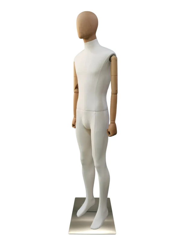 custom fabric mannequin with wooden arms for luxury retail display